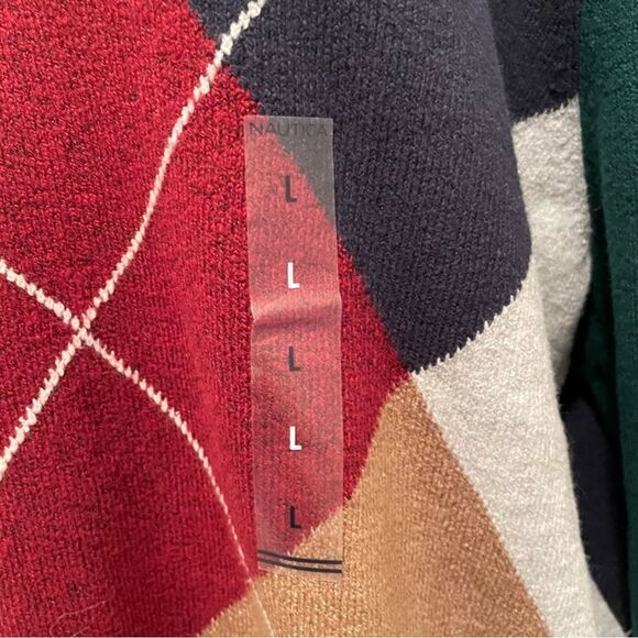 New Nautica Argyle Crewneck Sweater Sustainably Crafted Men's Size Large NWT - Picture 4 of 5